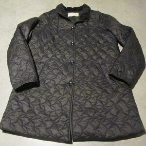 Appleseeds Womans Petites Small black Quilted Jacket Lightweight Polyester Coat
